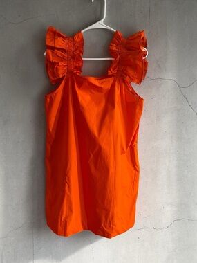 Ruffle Strap Sleeveless Tunic/mini dress in Bright Orange